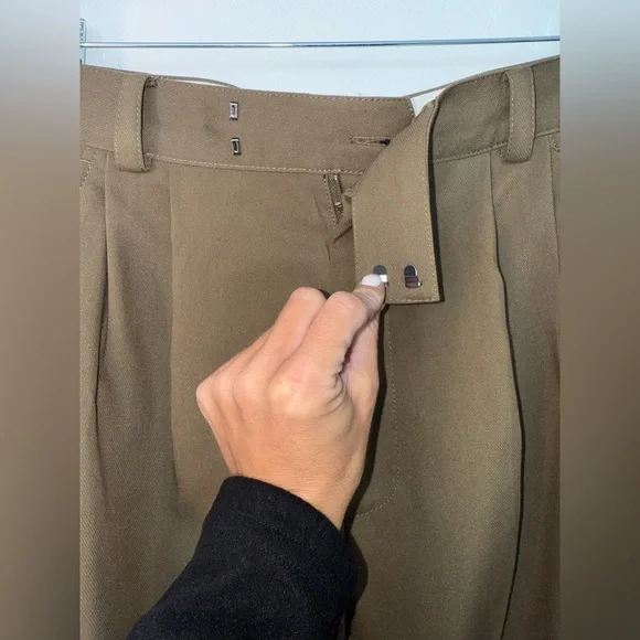 Zara Olive Wide-Leg Trousers - Picture 3 of 4